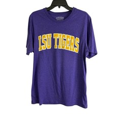 LSU Tigers Mens Activewear Shirt Adult Size Large Short Sleeve Cotton Tee
