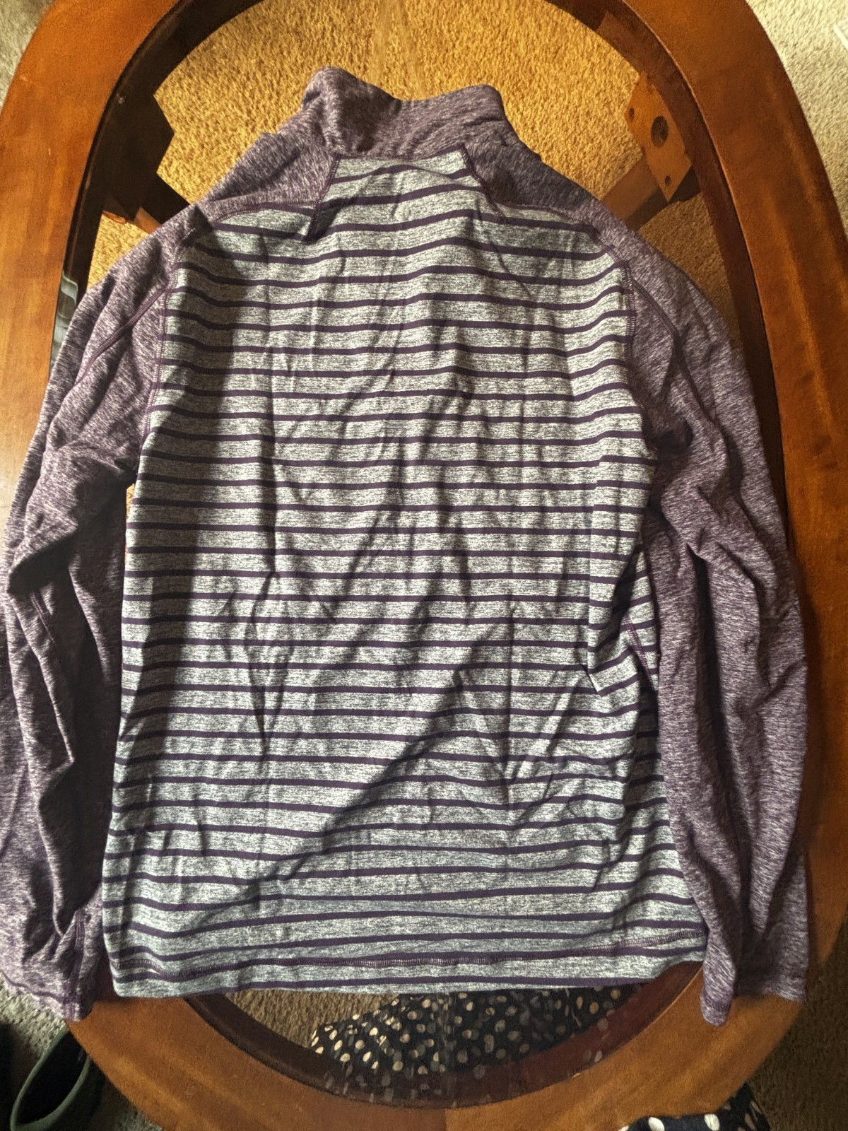 Lululemon Sweater Mens Medium Purple Gray Striped Pullover 1/4 Zip Stretch gallery
