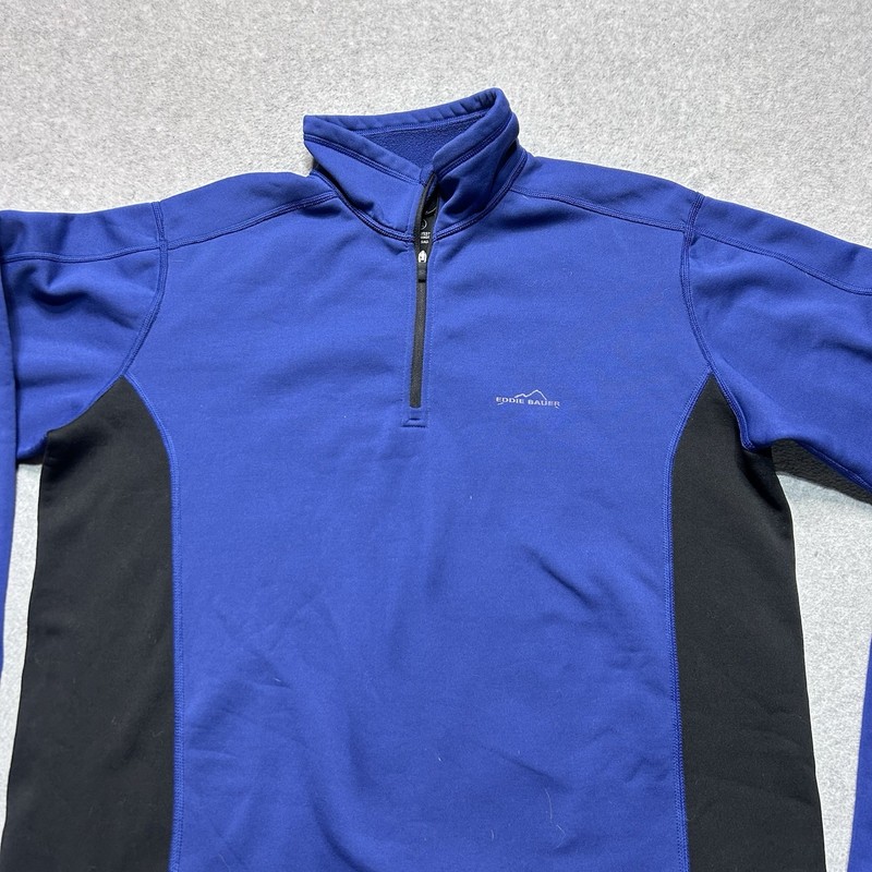 Eddie Bauer Sport 1/4 Zip Pullover Mens XLT Blue Fleece Performance Stretch gallery