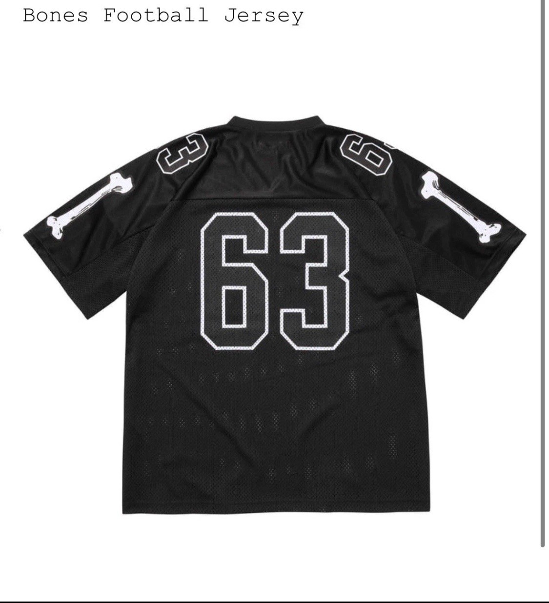 SUPREME BONES FOOTBALL JERSEY BLACK FW25 SIZE L IN HAND READY TO SHIP NOW gallery