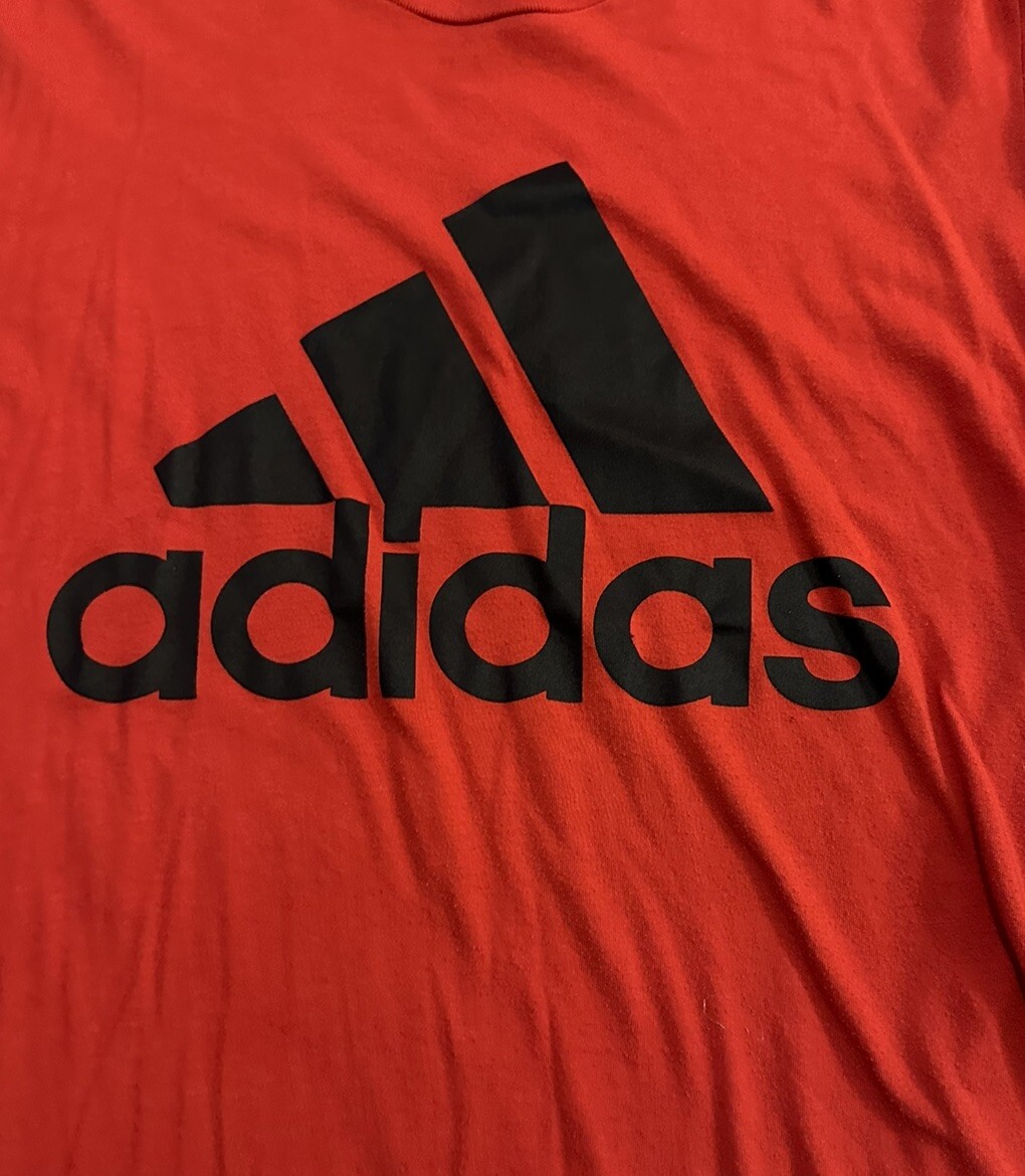 Adidas The Go-To Performance Tee Knit Shirt Men's Size M Red Excellent Condition gallery