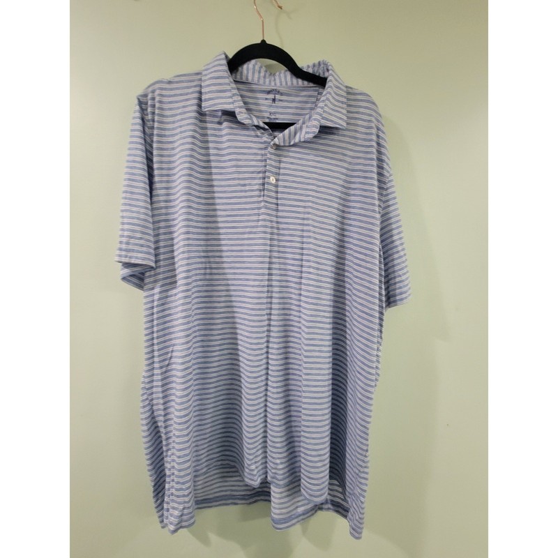 Johnnie-O Declan Striped Top Shelf Performance Golf Polo Blue Mens Size 2XL gallery