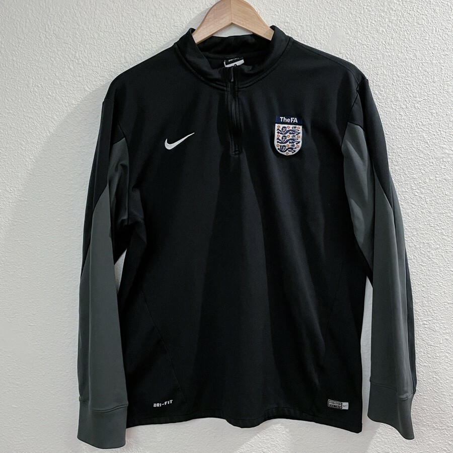 Nike Black Soccer Sweatshirt England, FA, World Cup, Black/Gray, Men's Large