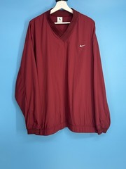Nike Solo Swoosh Wind Shirt Men’s XL Burgundy Mesh Lined Oversized Fit FQ1638-67