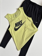 Men’s Nike lime green tank top with black dri fit joggers set small