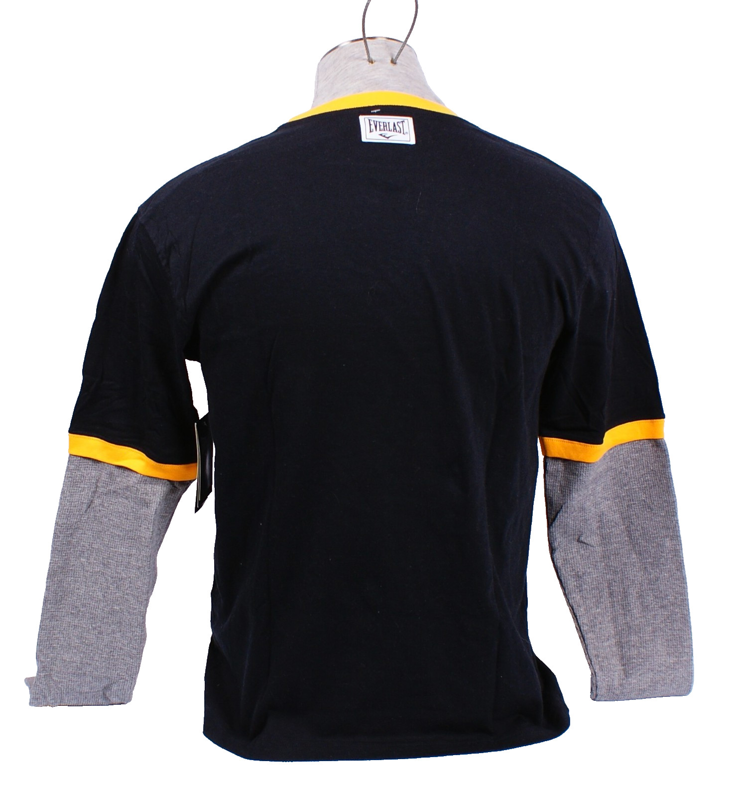 Everlast Men's M Black Gray Layered Long Sleeve Tee T Shirt Crew Neck Cotton gallery