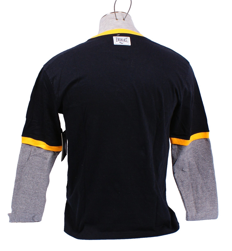 Everlast Men's M Black Gray Layered Long Sleeve Tee T Shirt Crew Neck Cotton gallery