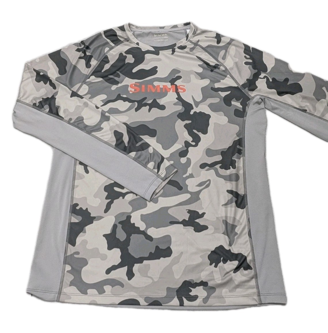 Simms SolarFlex Crewneck Long Sleeve Shirt Men's Medium Camo Gray 100% Polyester gallery