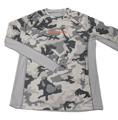 Simms SolarFlex Crewneck Long Sleeve Shirt Men’s Medium Camo Gray 100% Polyester