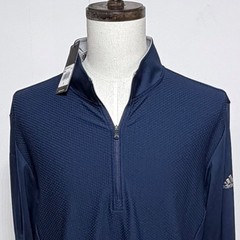 Adidas 1/4 Zip Pullover Mens Large Blue Golf Performance UPF 50 Long Sleeve NEW