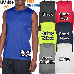 Mens Sleeveless Muscle T-Shirt Shooter Tank Dri Fit Moisture Wicking Tee UV 40+