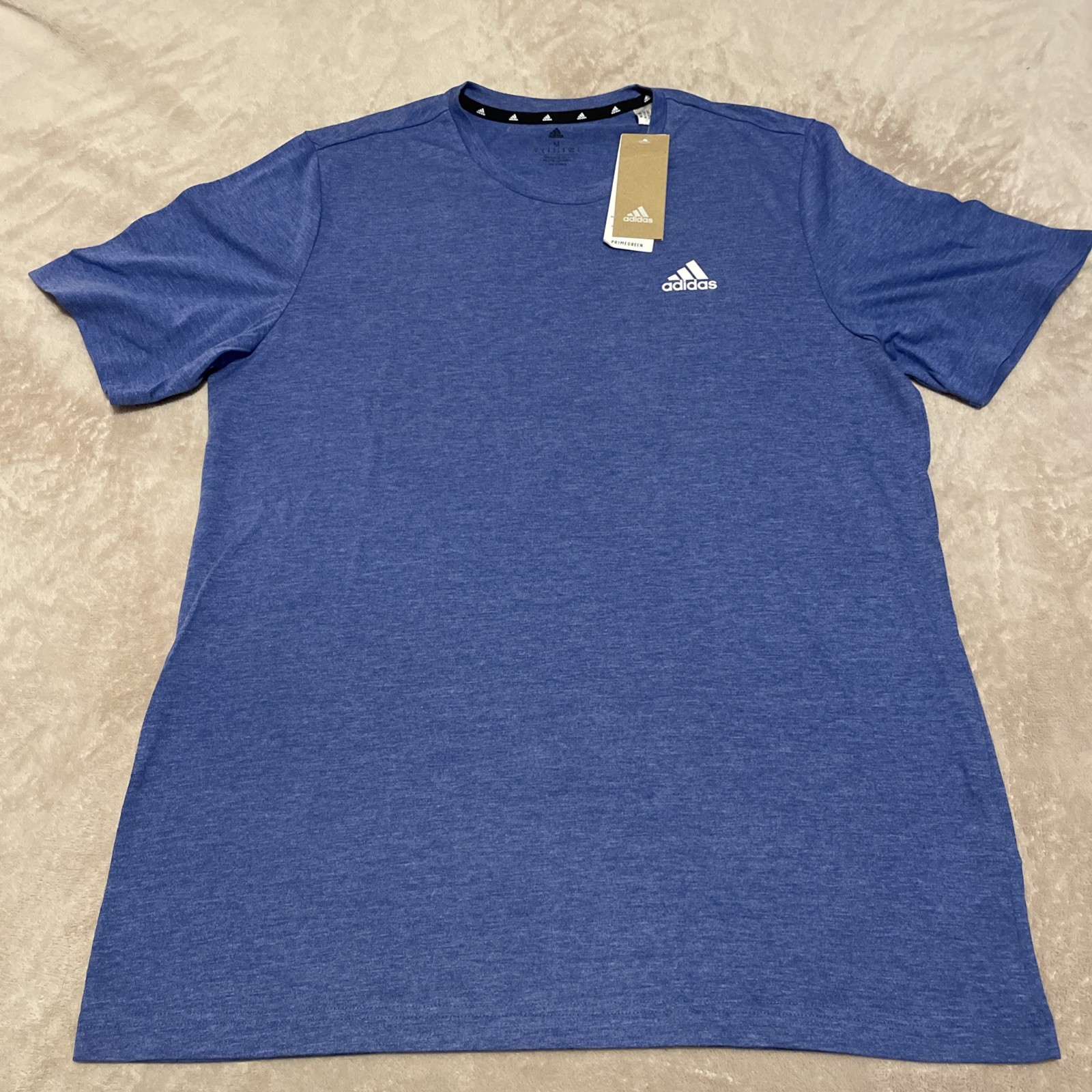 NWT Men’s Adidas Athletic Short Sleeve Blue Shirt Size Medium PrimeGreen Line gallery