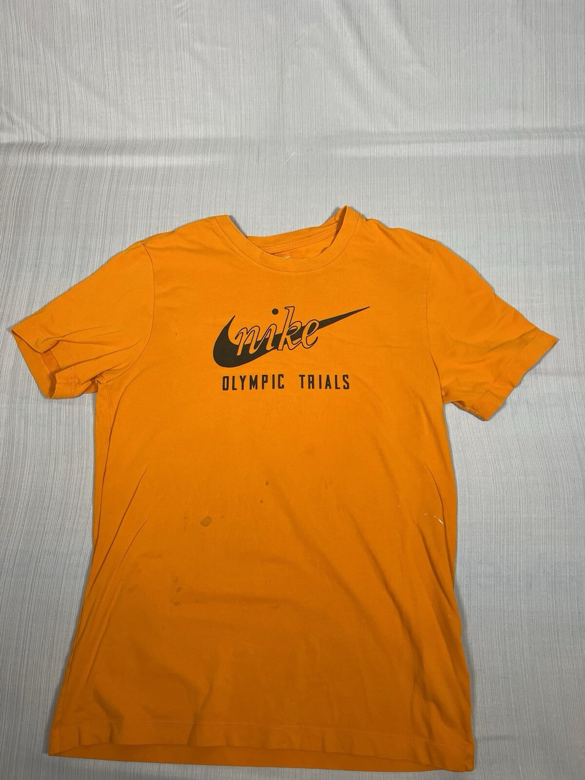 Nike Olympic Trials Orange Yellow Short Sleeve Shirt Sz Small STAINS (A2) gallery