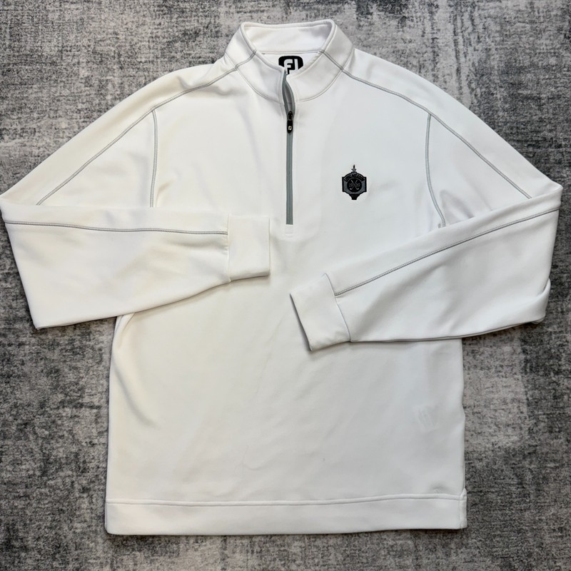 FootJoy Sweater Mens Medium White 1/4 Zip Golf Performance Sweatshirt Pullover gallery