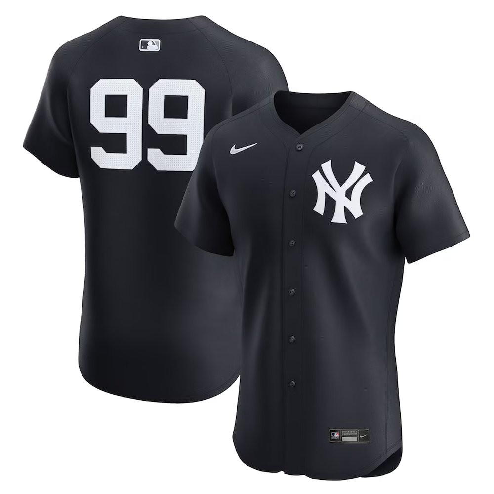 Custom Nike MLB New York Yankee Alternate 2 Elite Player AC Stitched Navy Jersey gallery
