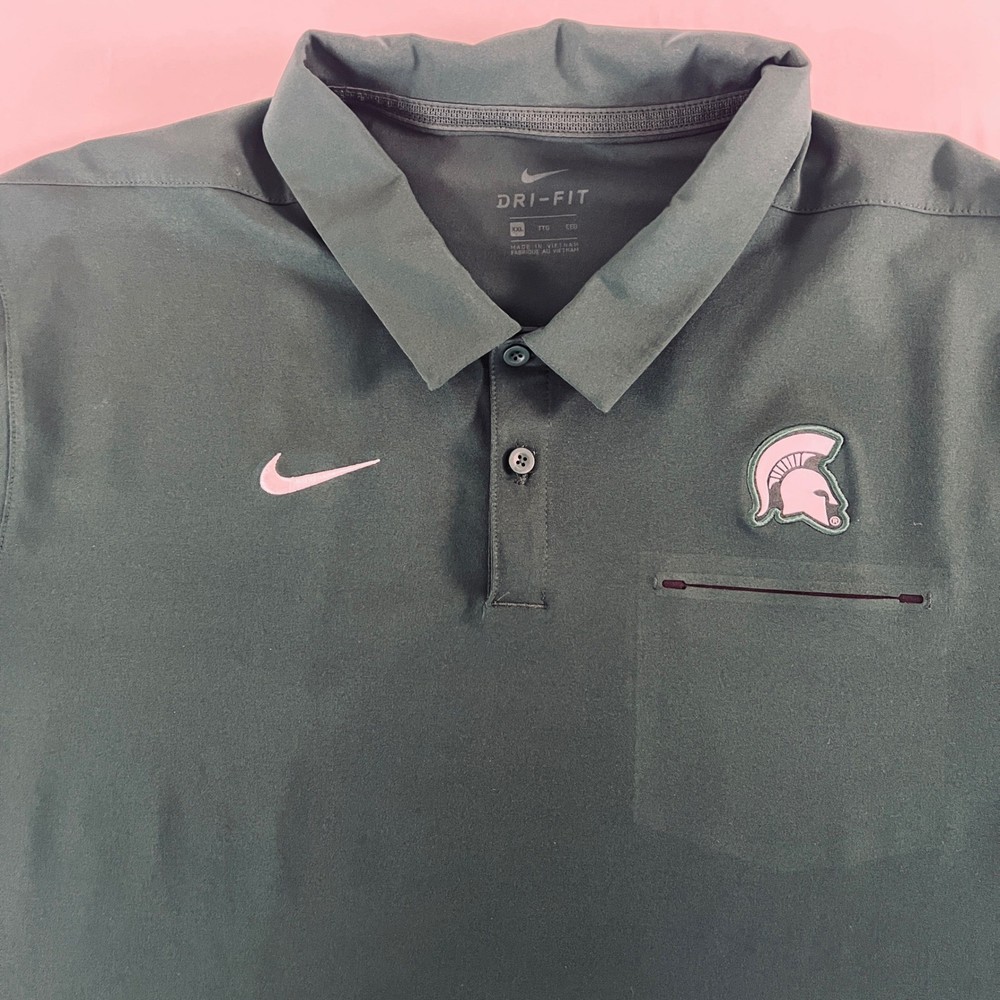 Nike Dri-FIT Michigan State Spartans On-Field Polo Shirt Mens XXL Green MSU