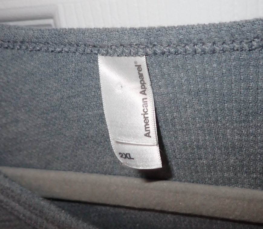 American Apparel Size 2X 2XL Thermal Long Sleeve Gray Mammoth Lake Ski Raw Hem gallery