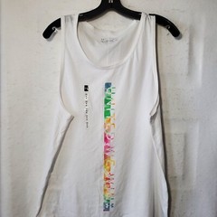 Under Armour Tank Top Mens Medium White Sleeveless Crew Neck Cotton Rainbow NWT