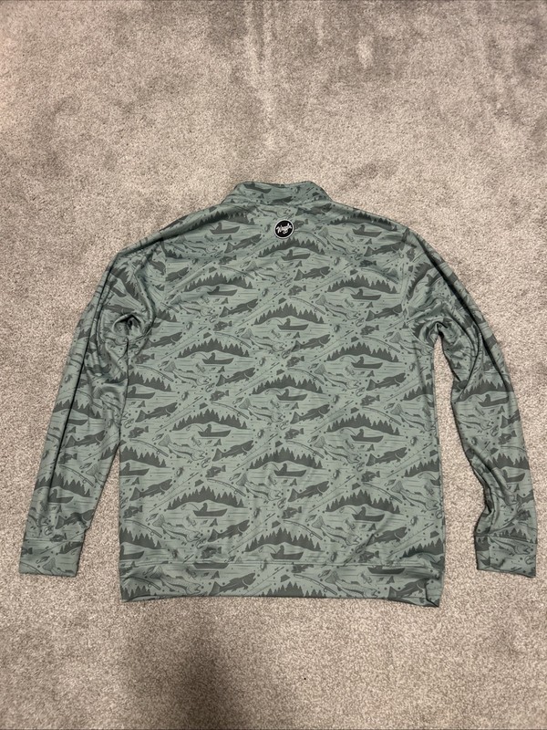 Waggle Golf 1/4 Zip Pullover Size Large Green Performance Fly Fishing gallery