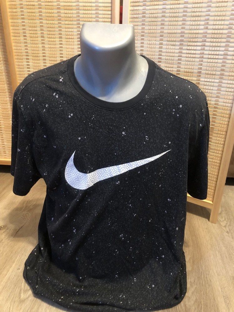 Nike SS Men's Short Sleeve Shirt Dri-Fit Active-Wear Black Digital Glitch XL 388