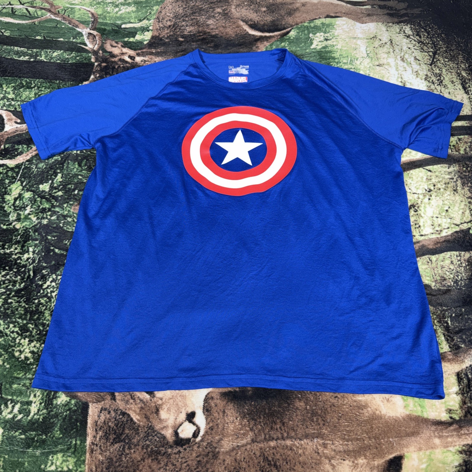 2013 Marvel Captain America Under Armour Mens XL Blue Loose Fit Heatgear gallery