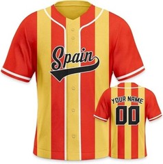 Custom Men/Women Spain Baseball Jersey Hip Hop Party Birthday Wedding Cosplay