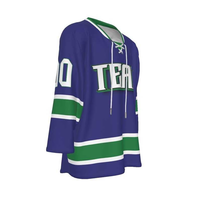 NEW Custom Personalized Blue and Green Team Hockey Jersey Shirt JS-6 gallery