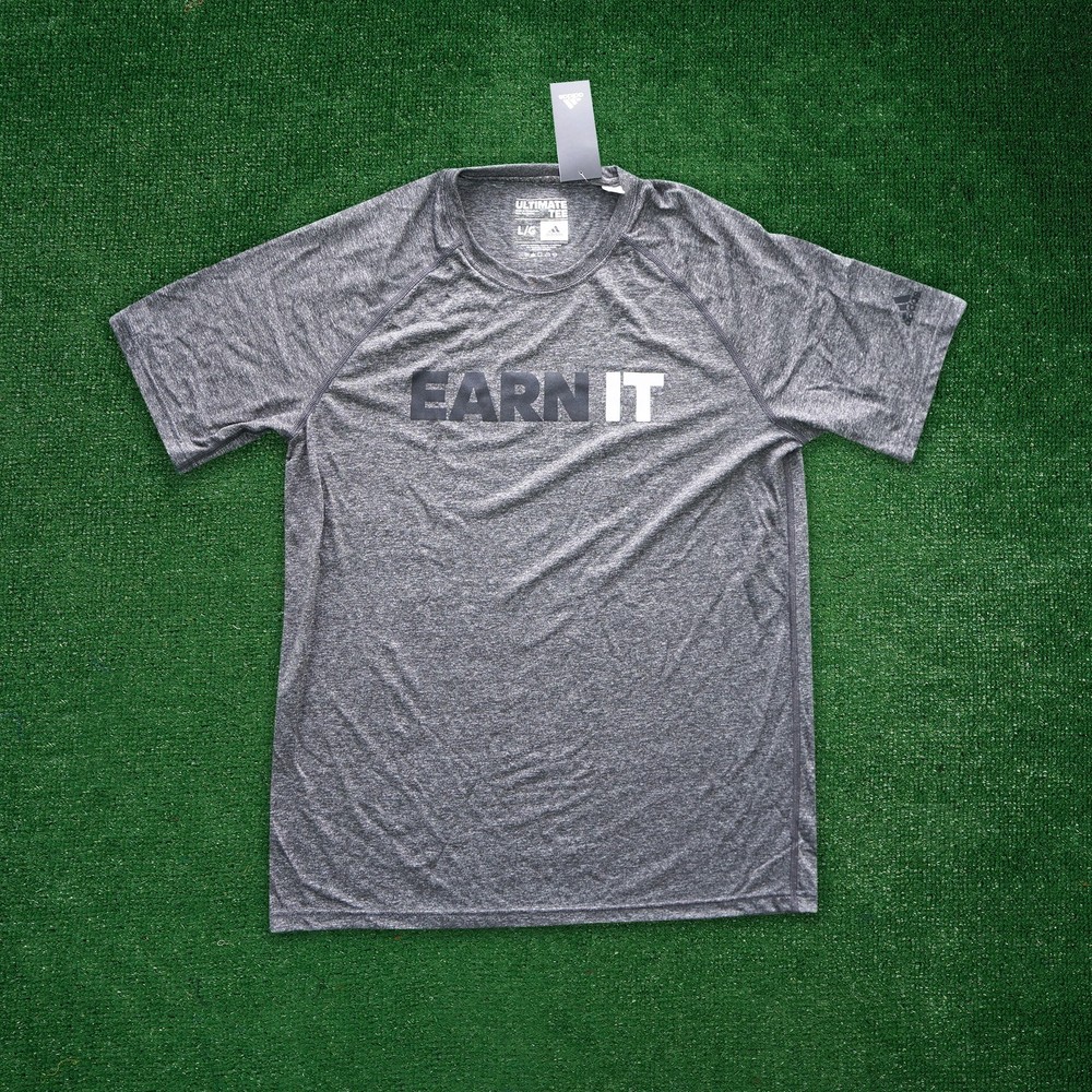 Adidas Men's (Dark Gray) "EARN IT" Climalite Ultimate Tee T-Shirt
