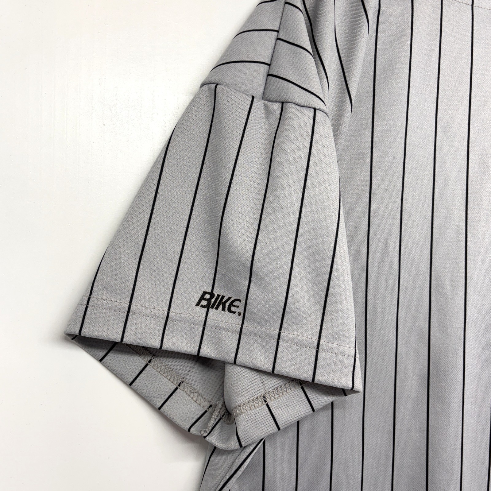 Vintage 1990s BIKE Pin Stripped Softball Baseball Jersey Gray USA Made Size XL gallery