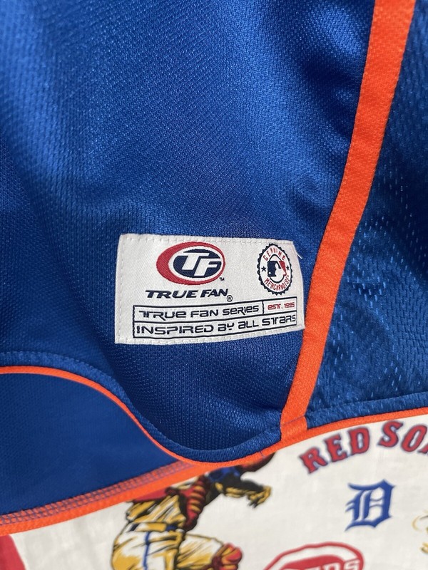 VTG MLB New York Mets National League True Fan Satin Blue Jersey XL Majestic gallery