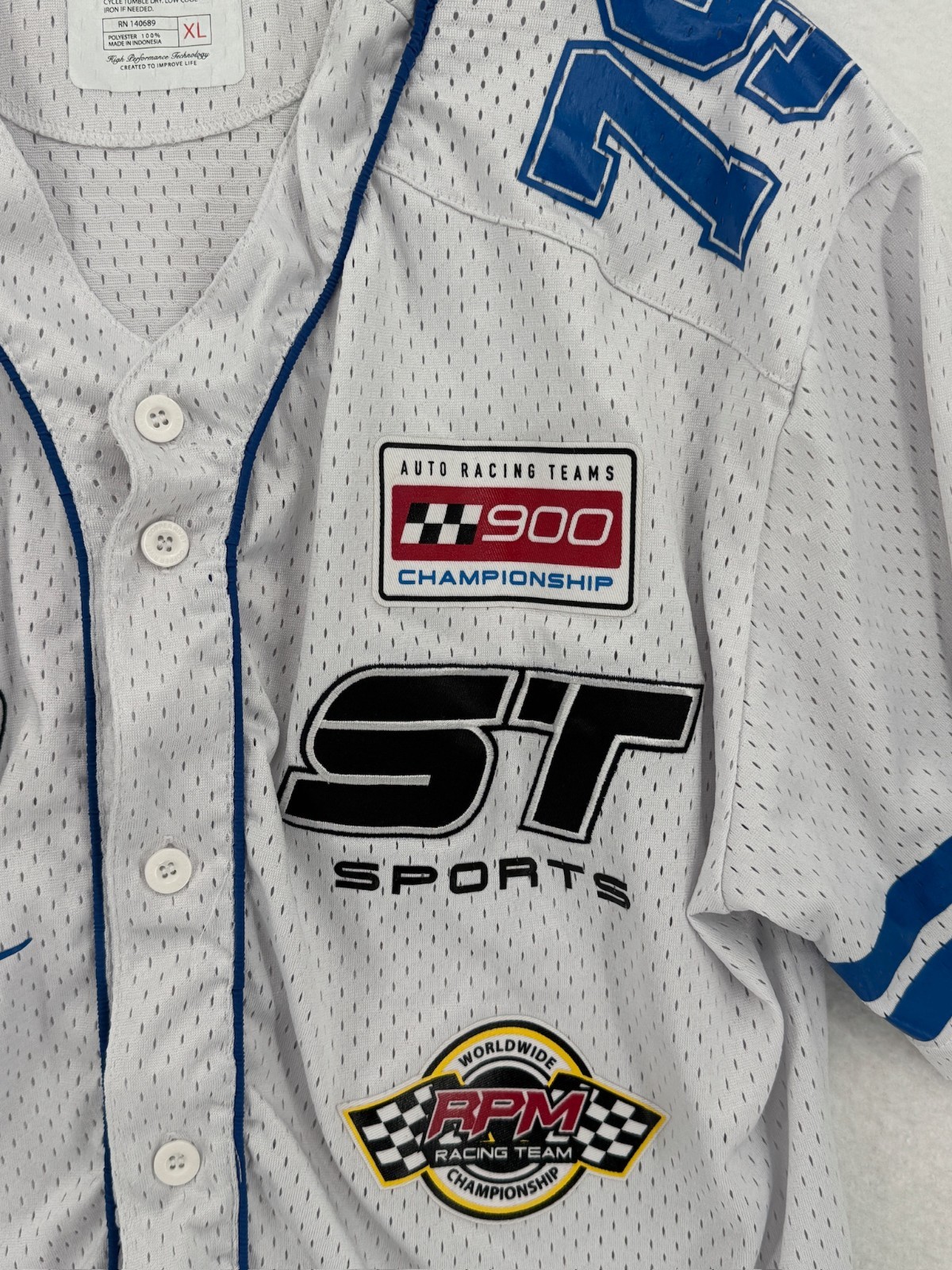 Copper Rivet Racing Fast Extreme Sports Mens White Baseball Jersey Sz XL gallery