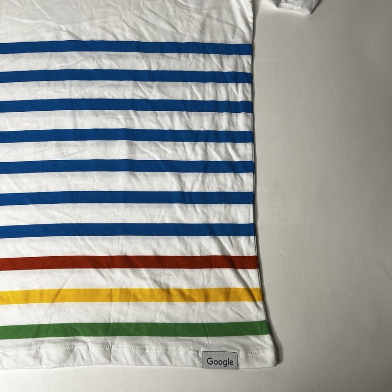 Google Official Merchandise Store White Multicolor Striped T-Shirt Unisex M NWOT gallery