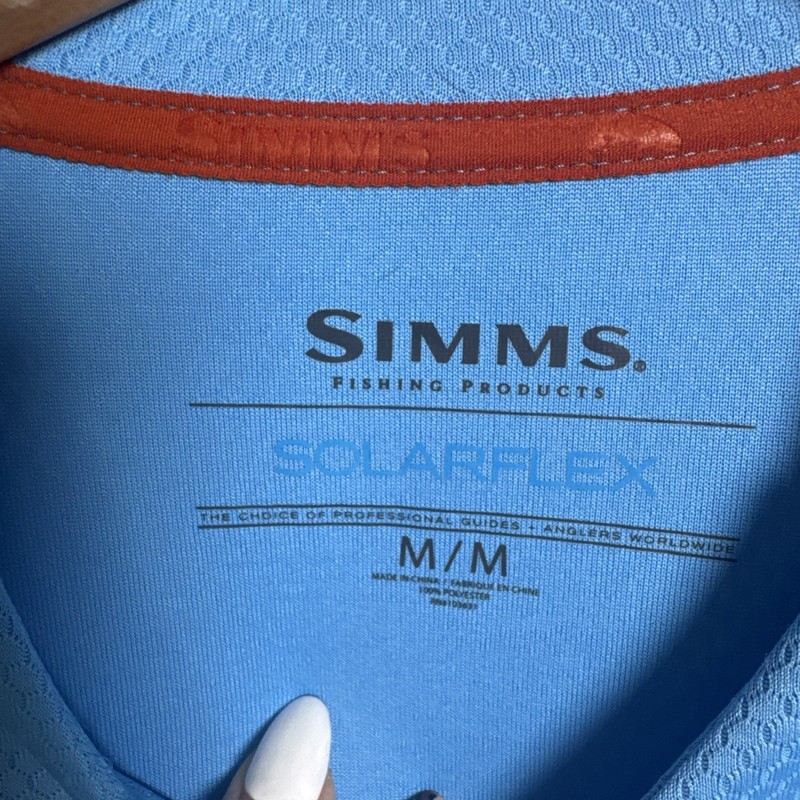 Simms SolarFlex Sz M Blue UPF 50 Fishing Performance Shirt Core Fabric Outdoors gallery