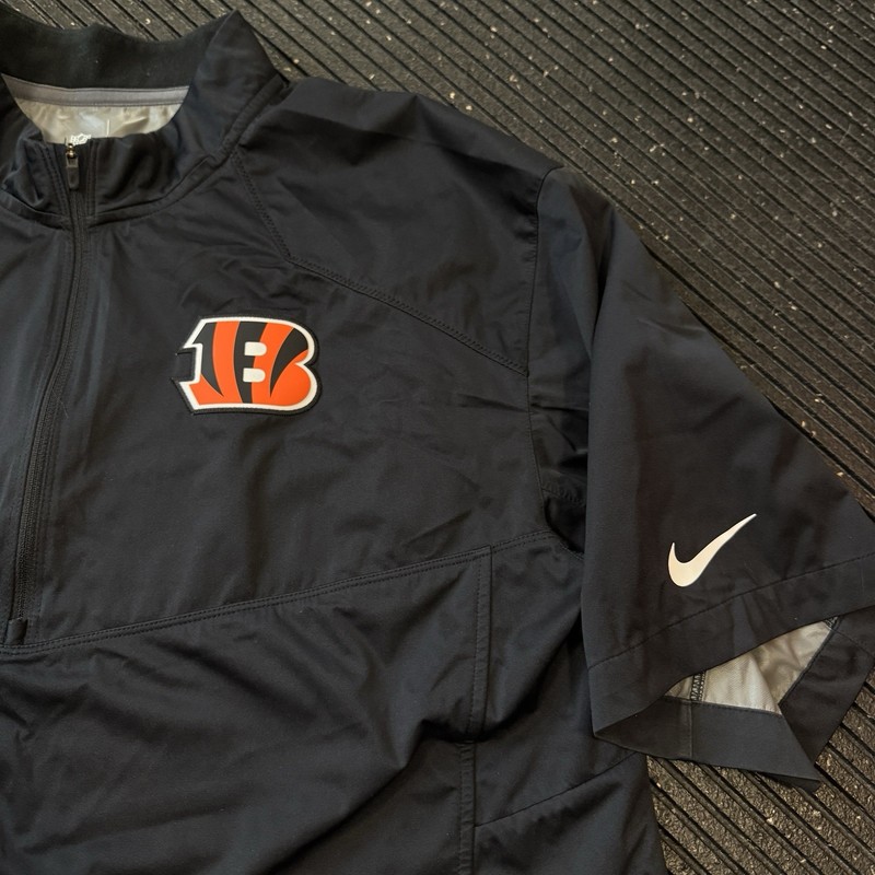 Nike NFL Cincinnati Bengals On-Field Apparel 1/4 Zip Short Sleeve Jacket Mens LG gallery