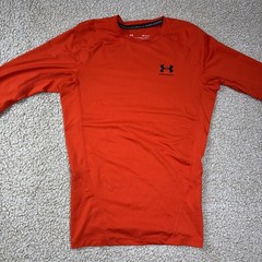 Under Armour HeatGear Compression LS Crew Shirt Orange Men’s M 1361524