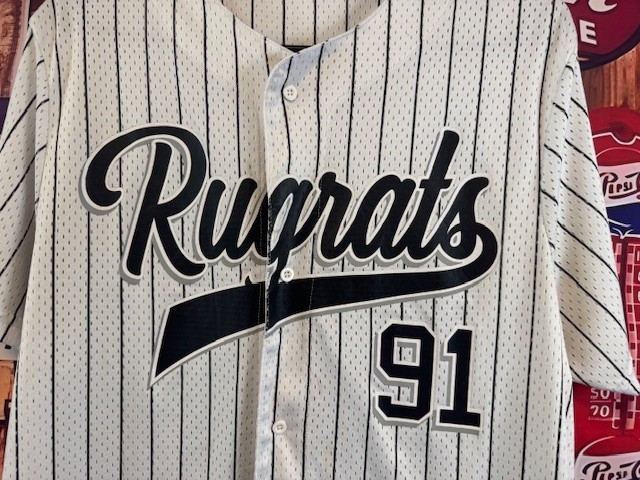 Nickelodeon Rugrats White Mesh Button-Up Baseball Jersey Shirt Mens Large gallery
