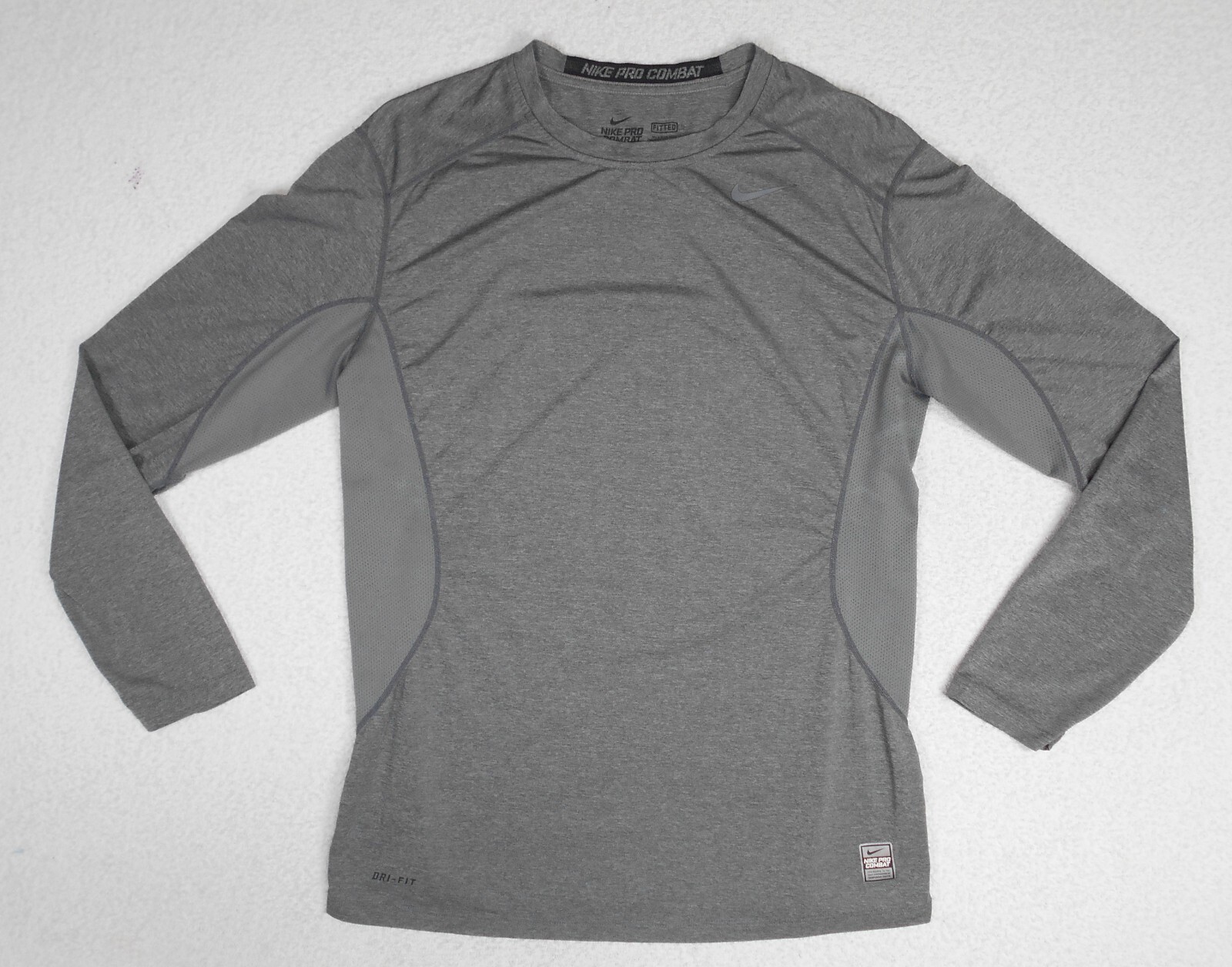 Nike Pro Combat Men’s Long Sleeve Grey Fitted Athletic Shirt Large (20X29) gallery