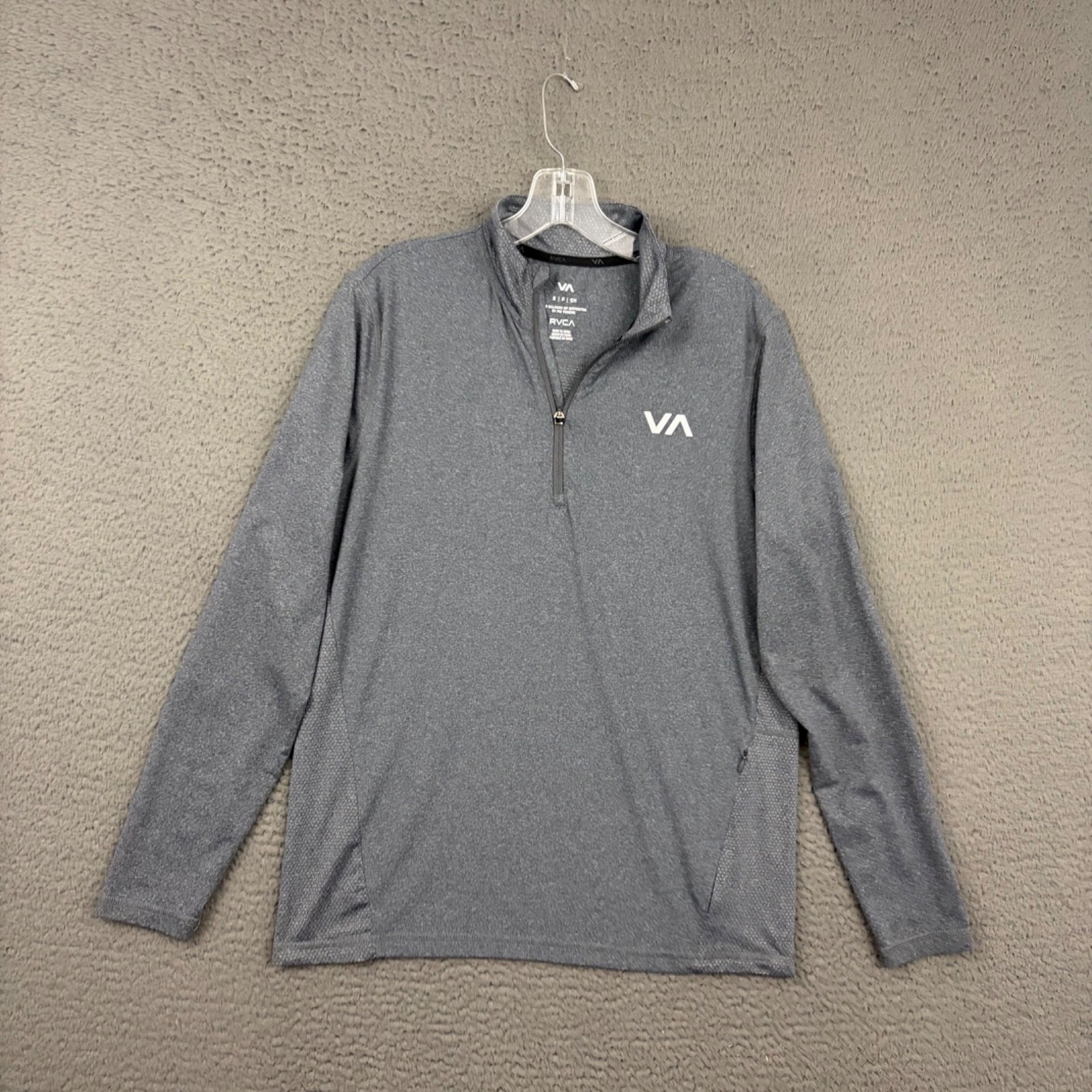 RVCA Pullover Mens Small Gray 1/4 Zip Long Sleeve Zipper Pocket Activewear Gym gallery