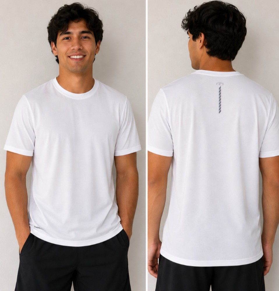 Athletic Works DriWorks Men's White Crew Neck Tee Moisture Wicking Breathable M