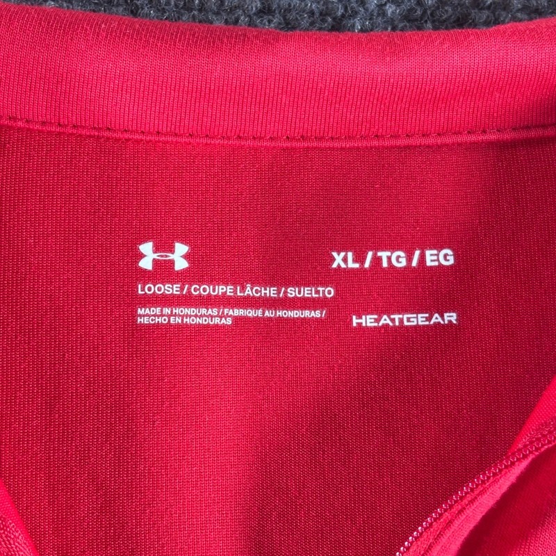 Under Armour 1/4 Zip Pullover Mens XL Red HeatGear Thumbhole Performance Shirt gallery