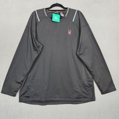 Spyder Shirt Mens XL Blazing Black Long Sleeve Reflective Performance Stretch