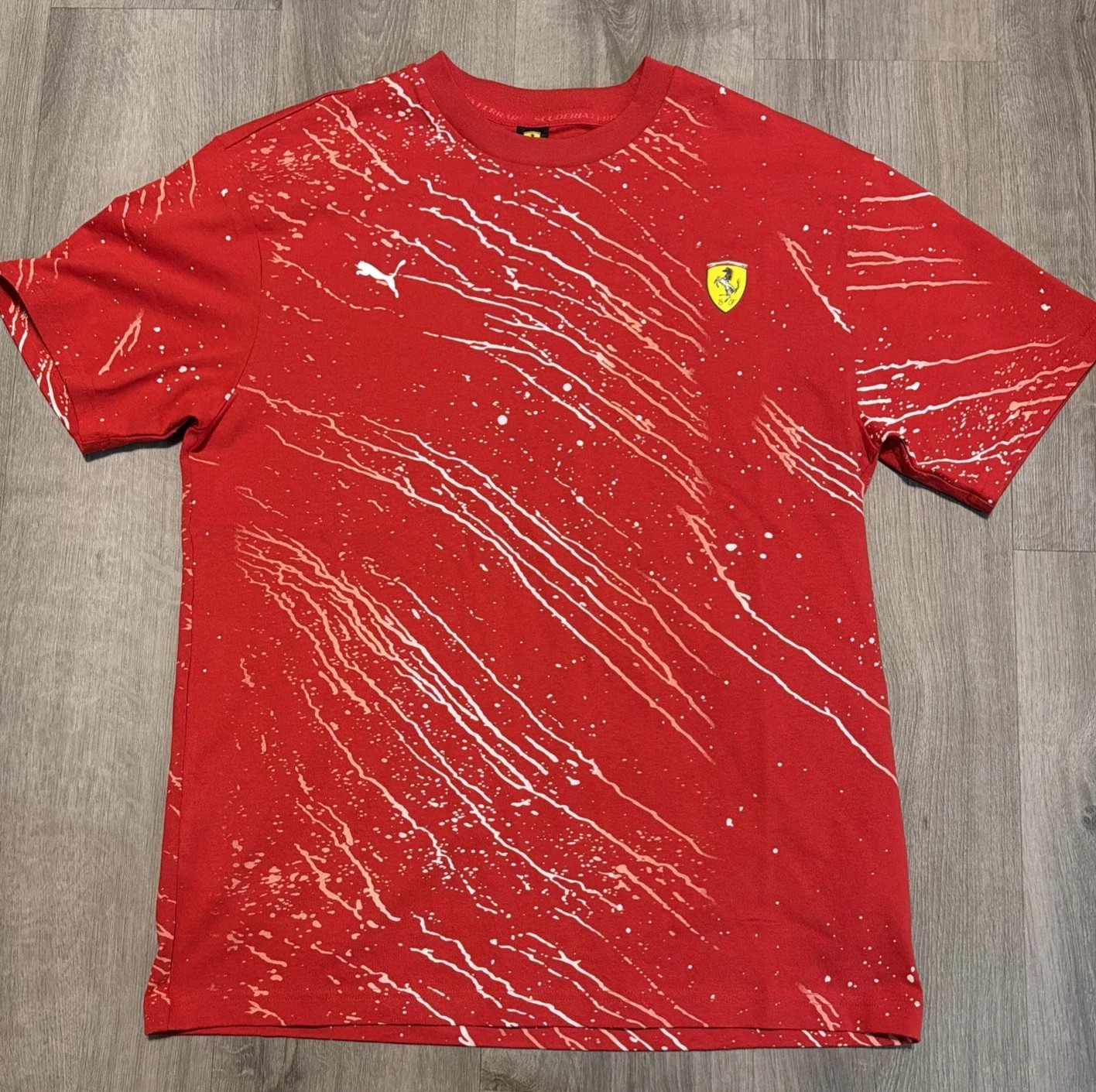 Puma x Ferrari HP Race Color Splash AOP Tee Shirt Red 630487-02 Men's Size 2XL gallery