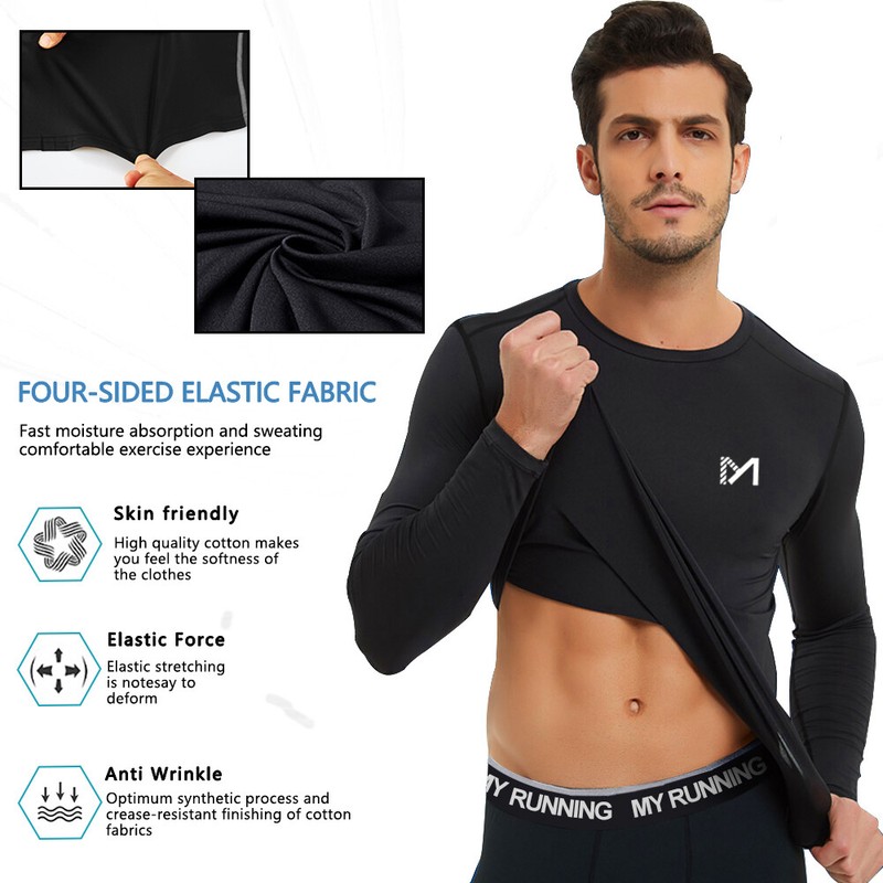 Men's Athletic Long Sleeve Compression Shirts Swim Sports Gym Shirts Workout gallery