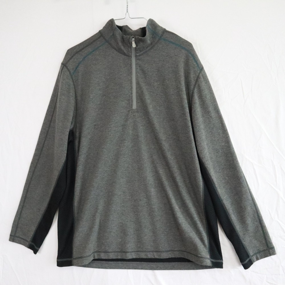 Tommy Bahama 1/4 Zip Pullover Mens Medium Island Zone Mock Neck Gray Long Sleeve