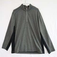 Tommy Bahama 1/4 Zip Pullover Mens Medium Island Zone Mock Neck Gray Long Sleeve
