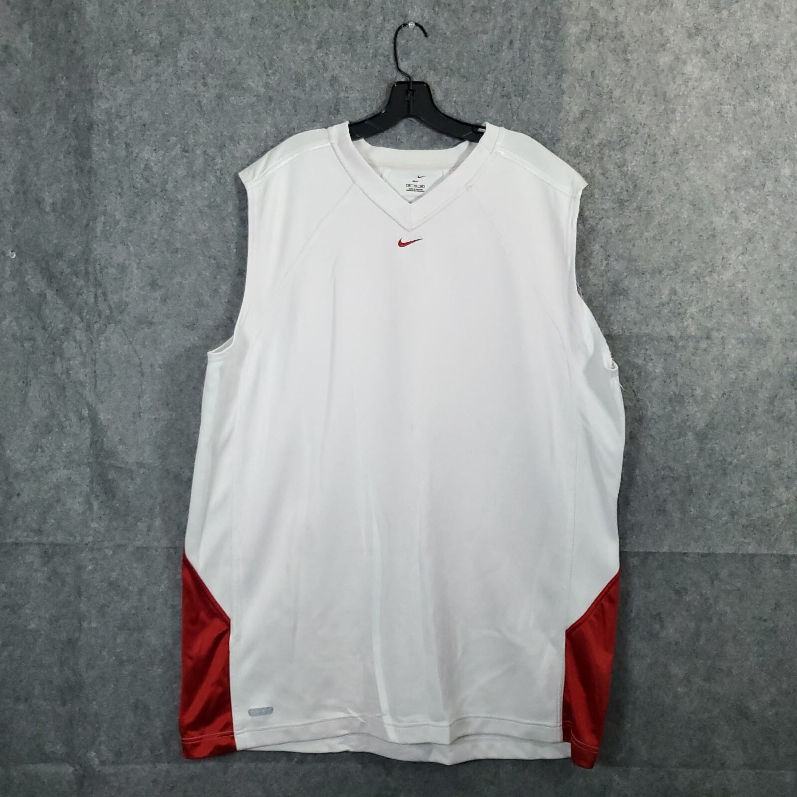 Nike Performance Sleeveless Shirt Men XXL Red White Center Swoosh Hoop Tech Logo gallery