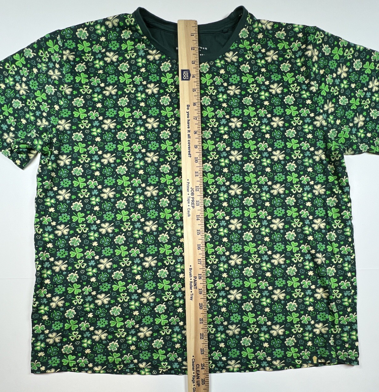 Denim & Flower Green All Over 4 Leaf Clover Print T Shirt Large St Patrick day gallery