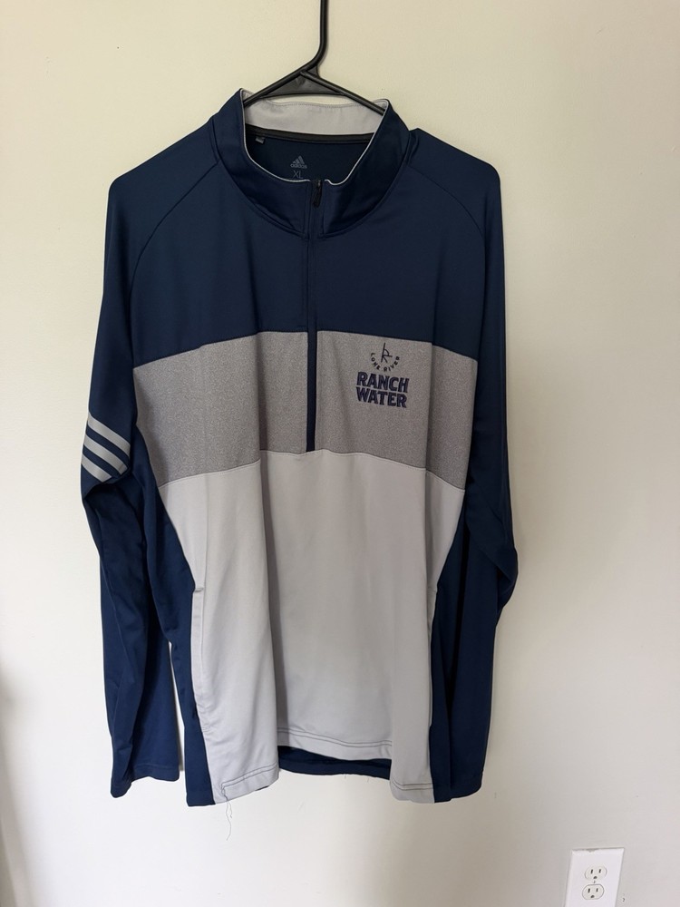 adidas Golf Men's XL Blue Gray Colorblock 1/4 Zip Mock Neck Pullover