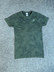 Gymshark Shirt Mens XS Green Camouflage Short Sleeve Jersey Breathable