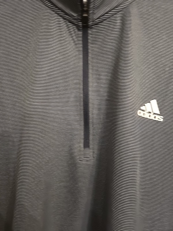 Adidas Ultimate365 Quarter-Zip Top Pullover Size Large Black/Gray Pinstripe gallery